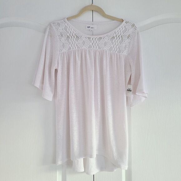 Gap White Lace Linen Blend Tunic Top XS - Picture 8 of 16